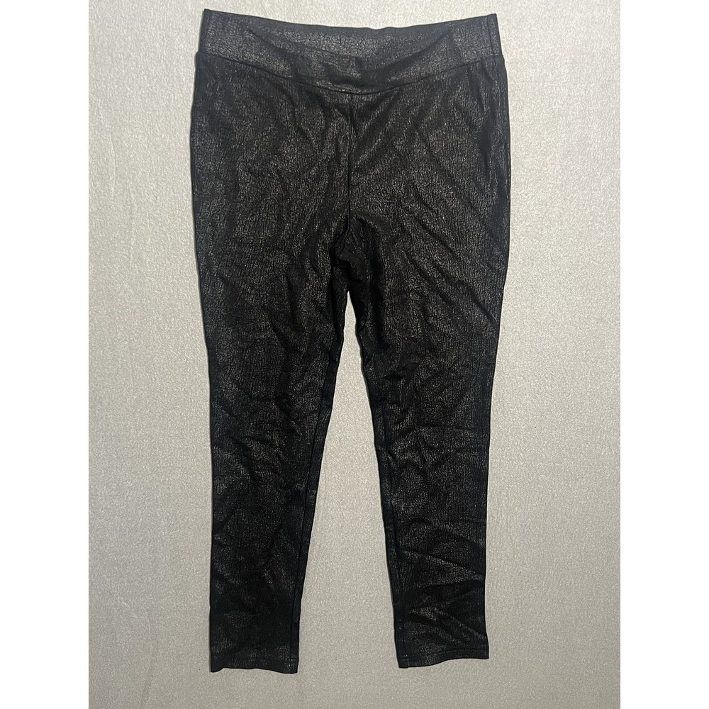 I-N-C International Concepts Womens 12P Petite Black Shimmer Pull On Leggings